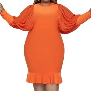 NEW‼️Plus Puff Sleeve Ruffle Dress